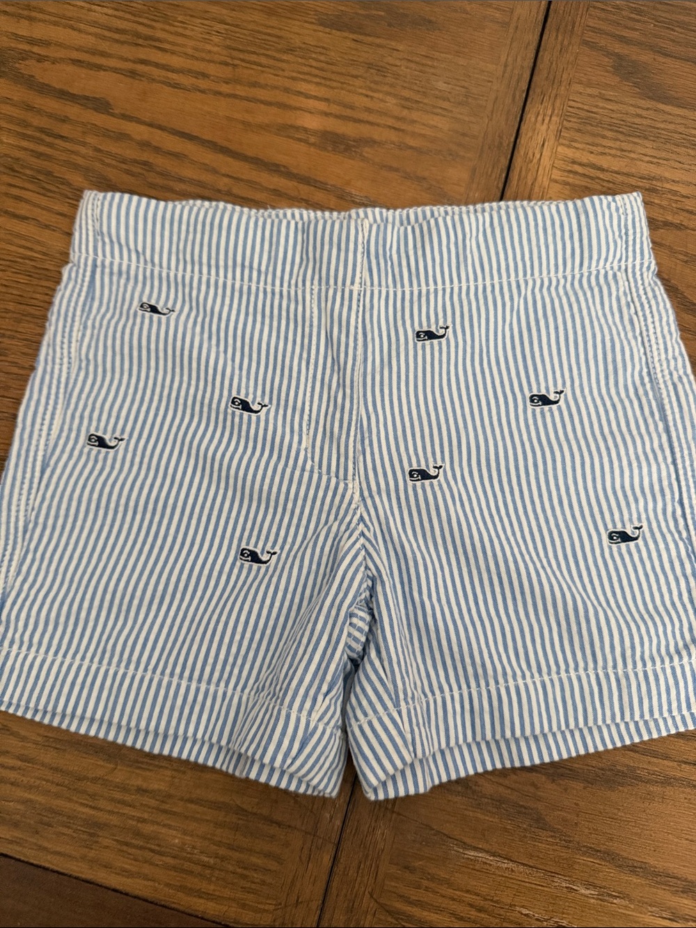 Vineyard Vines Blue Seersucker Whale Embroidered Girls Shorts Size 7
